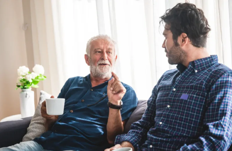 A family chatting together at home